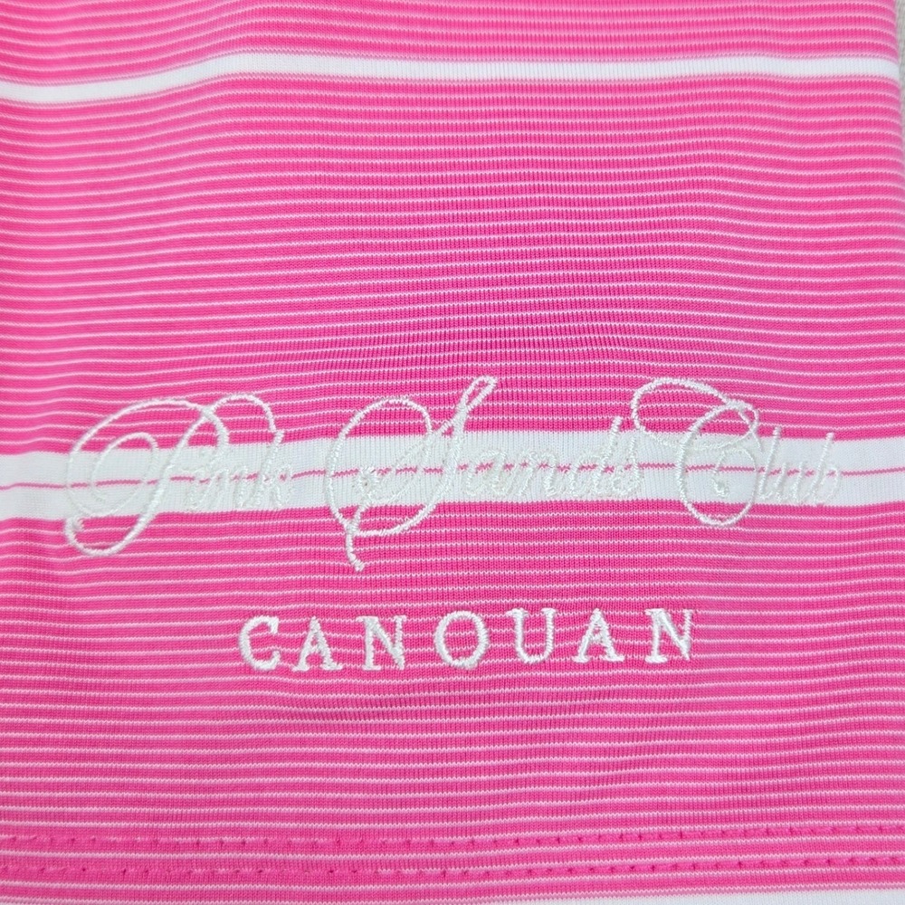 Peter Millar Polo Shirt Element Striped Performance Pink Sands Womens XL - Picture 4 of 8